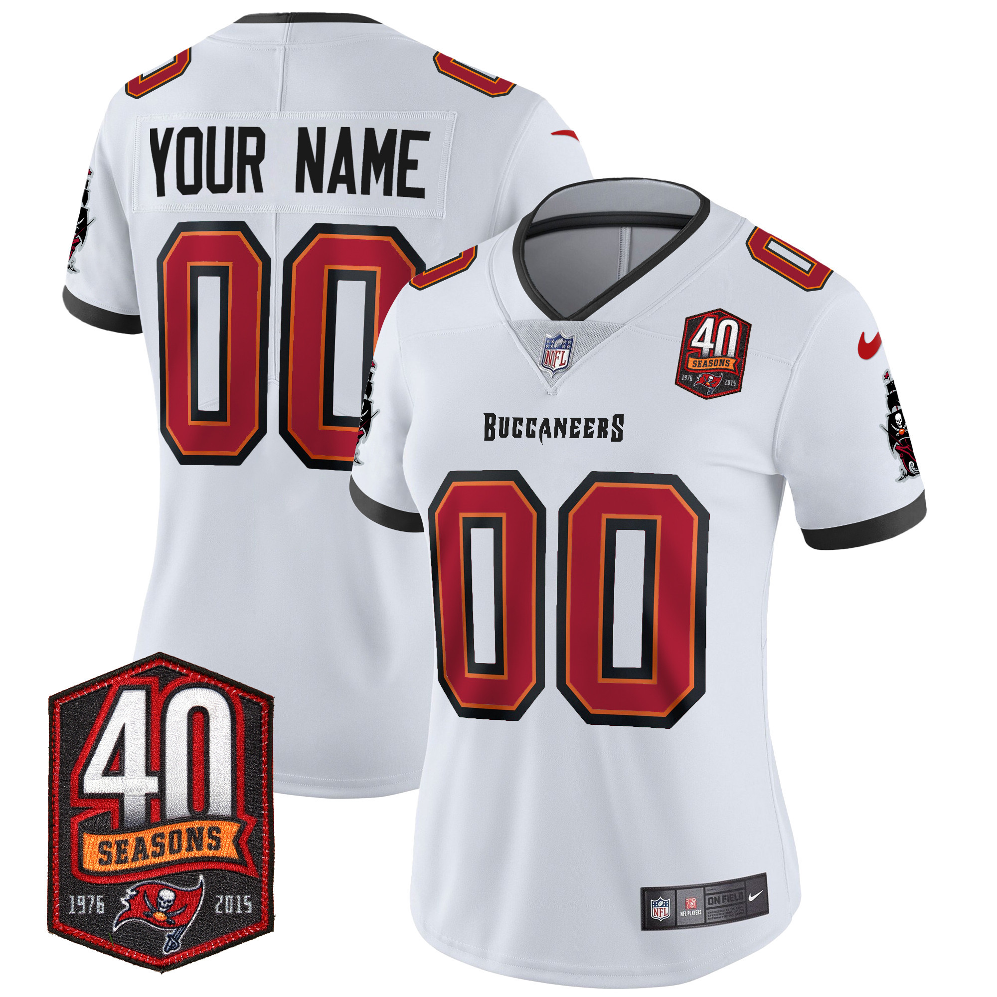 Tampa Bay Buccaneers 40th Season Patch Vapor Limited Custom White Jersey - All Stitched 