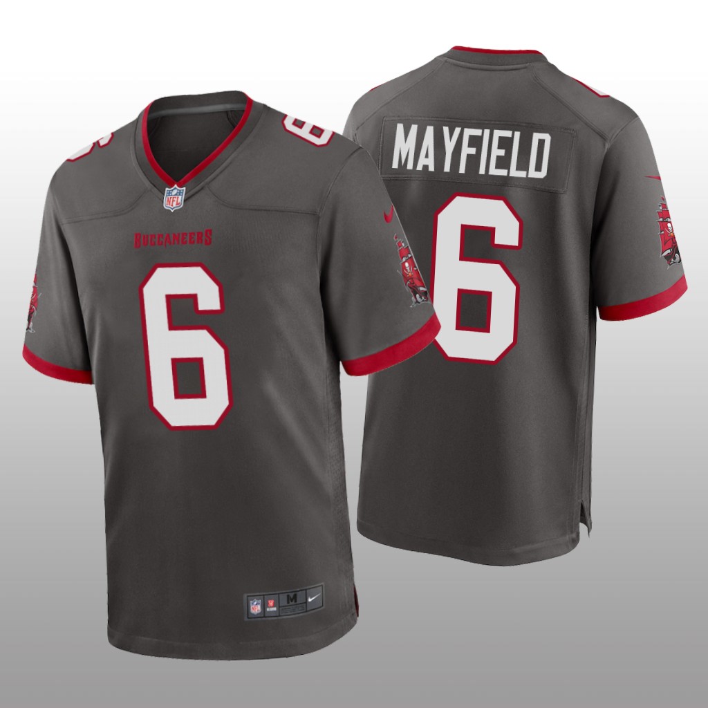Tampa Bay Buccaneers Baker Mayfield Pewter Jersey Alternate Game - Men's