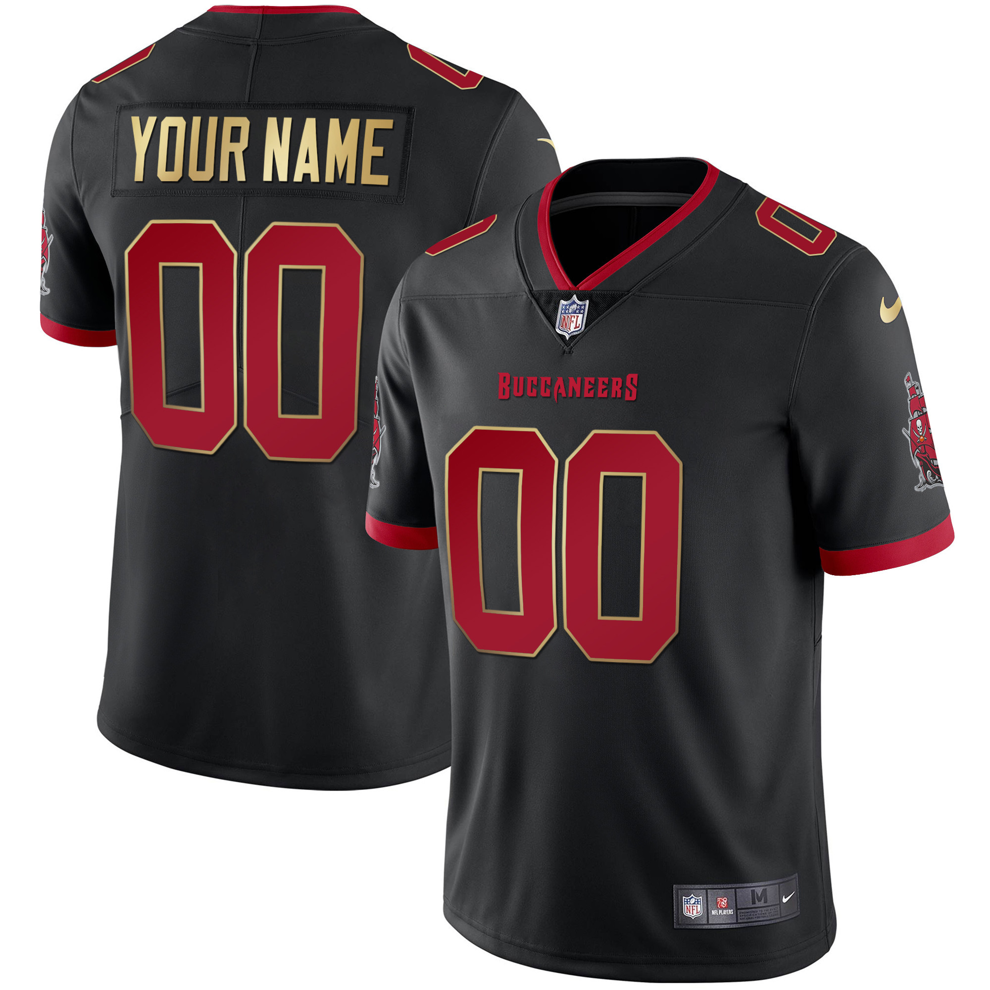Tampa Bay Buccaneers Custom Name & Number Black Red Jersey - All Stitched 