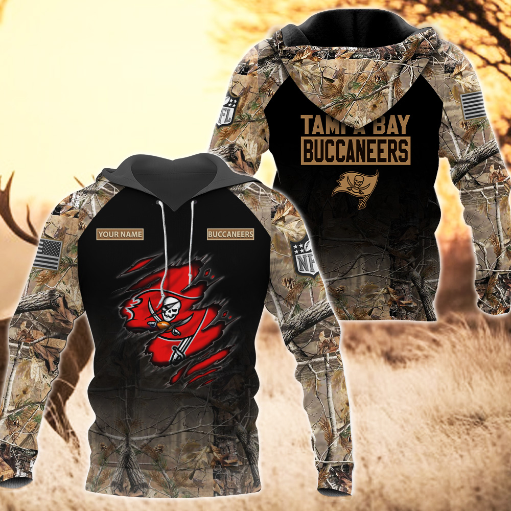 Tampa Bay Buccaneers Custom Name Hunting Camo Hoodie