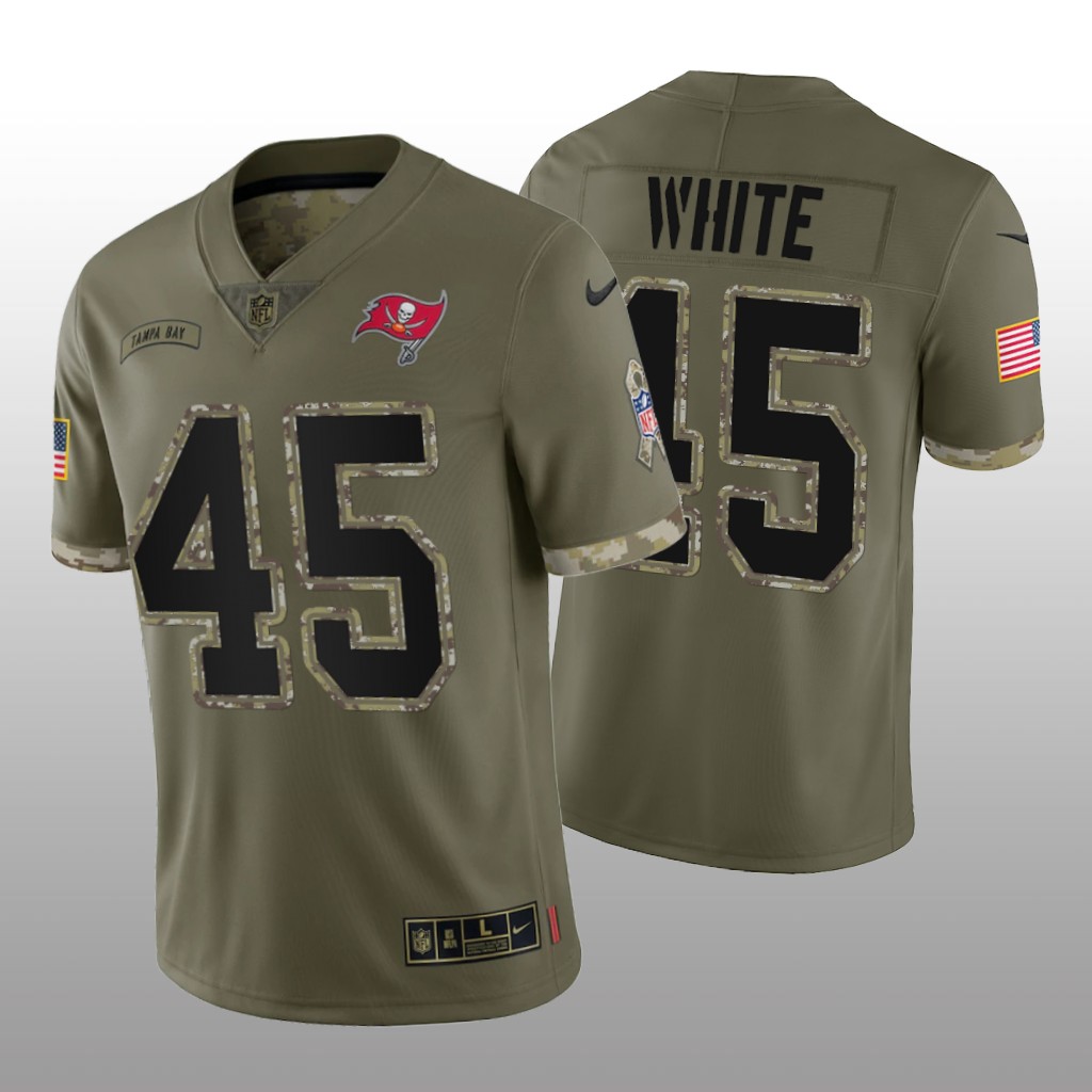 Tampa Bay Buccaneers Devin White Olive Jersey 2022 Salute To Service - Men's