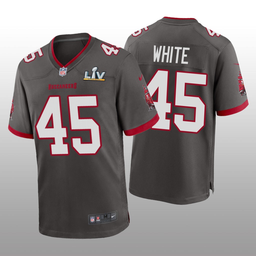 Tampa Bay Buccaneers Devin White Pewter Game Jersey Super Bowl LV - Men's