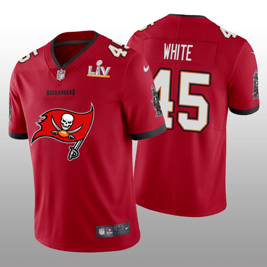 Tampa Bay Buccaneers Devin White Red Primary Logo Super Bowl LV Champions - Men's