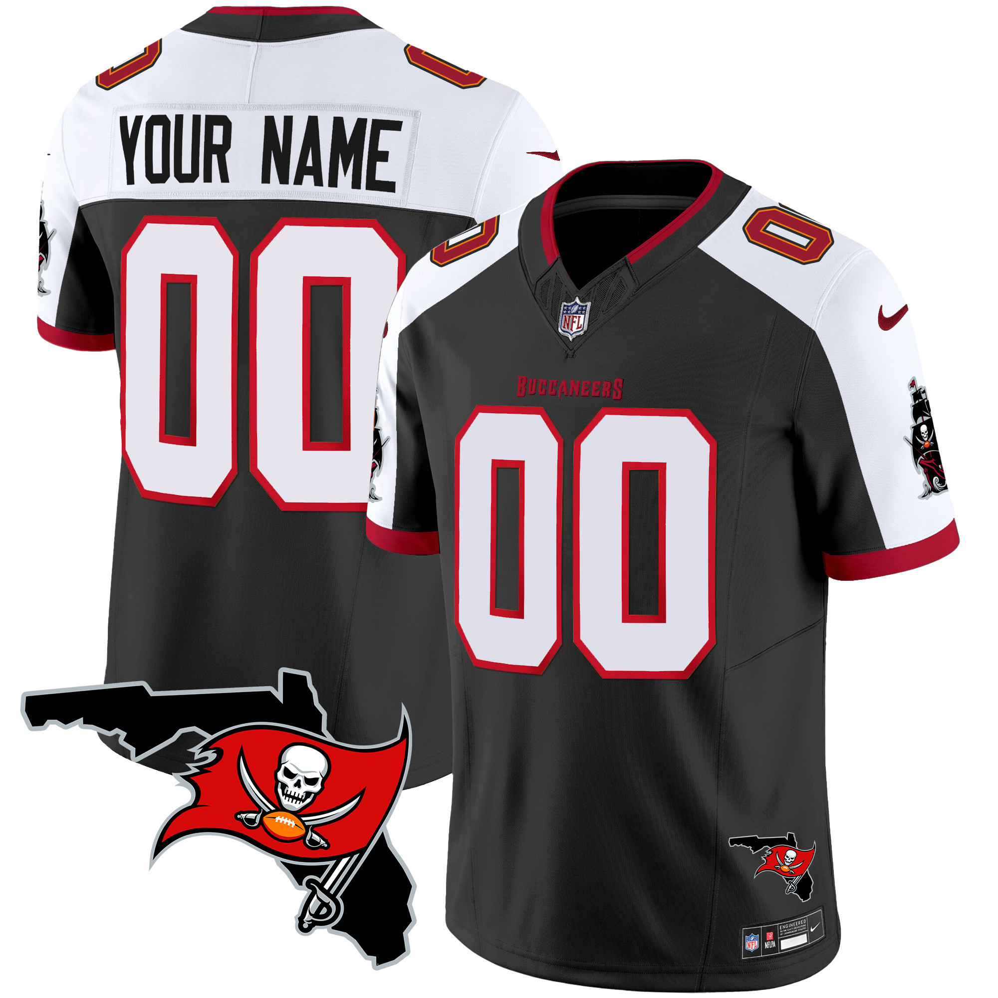 Tampa Bay Buccaneers Florida Patch Vapor Limited Custom Black Alternate Jersey - All Stitched 