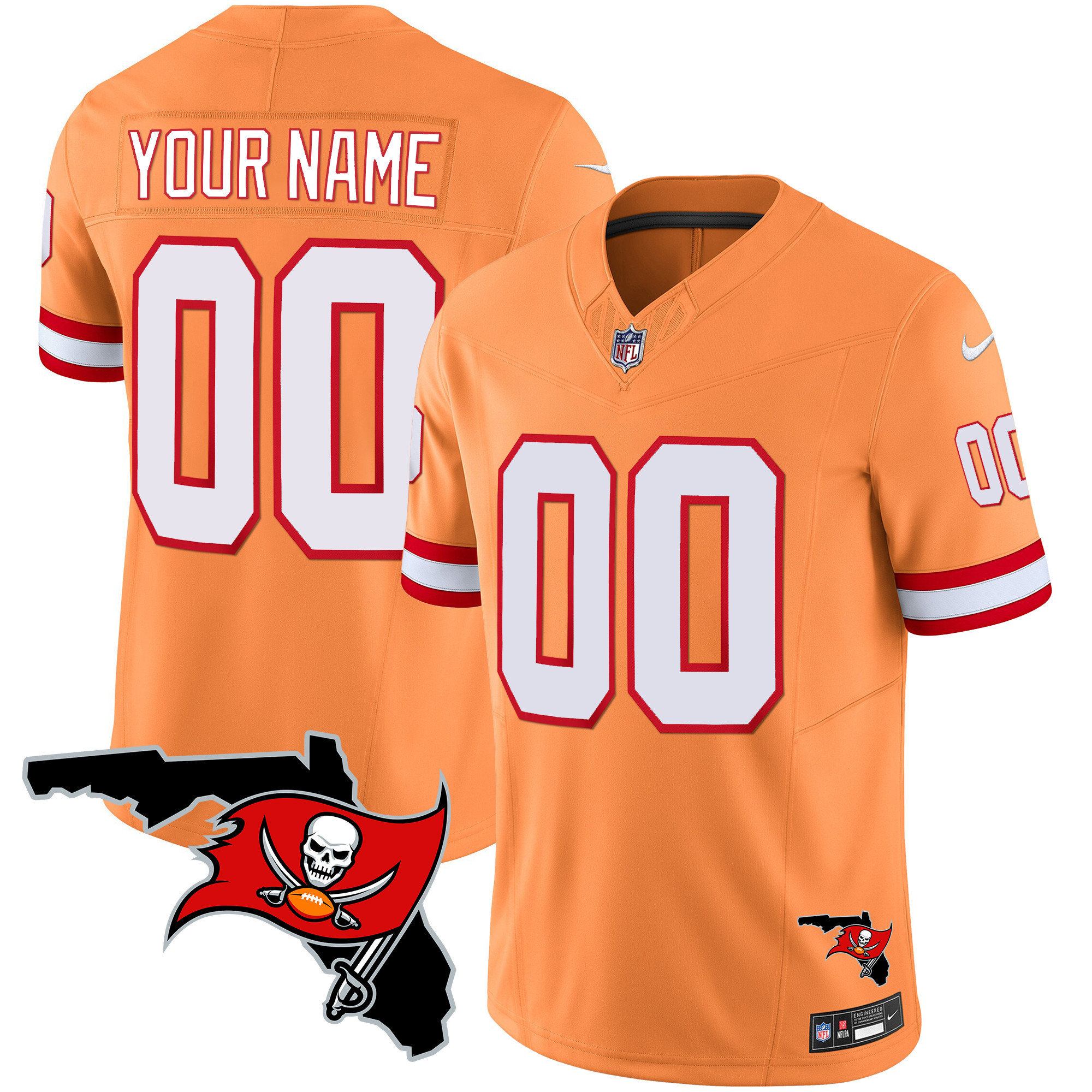 Tampa Bay Buccaneers Florida Patch Vapor Limited Custom Orange Jersey - All Stitched 