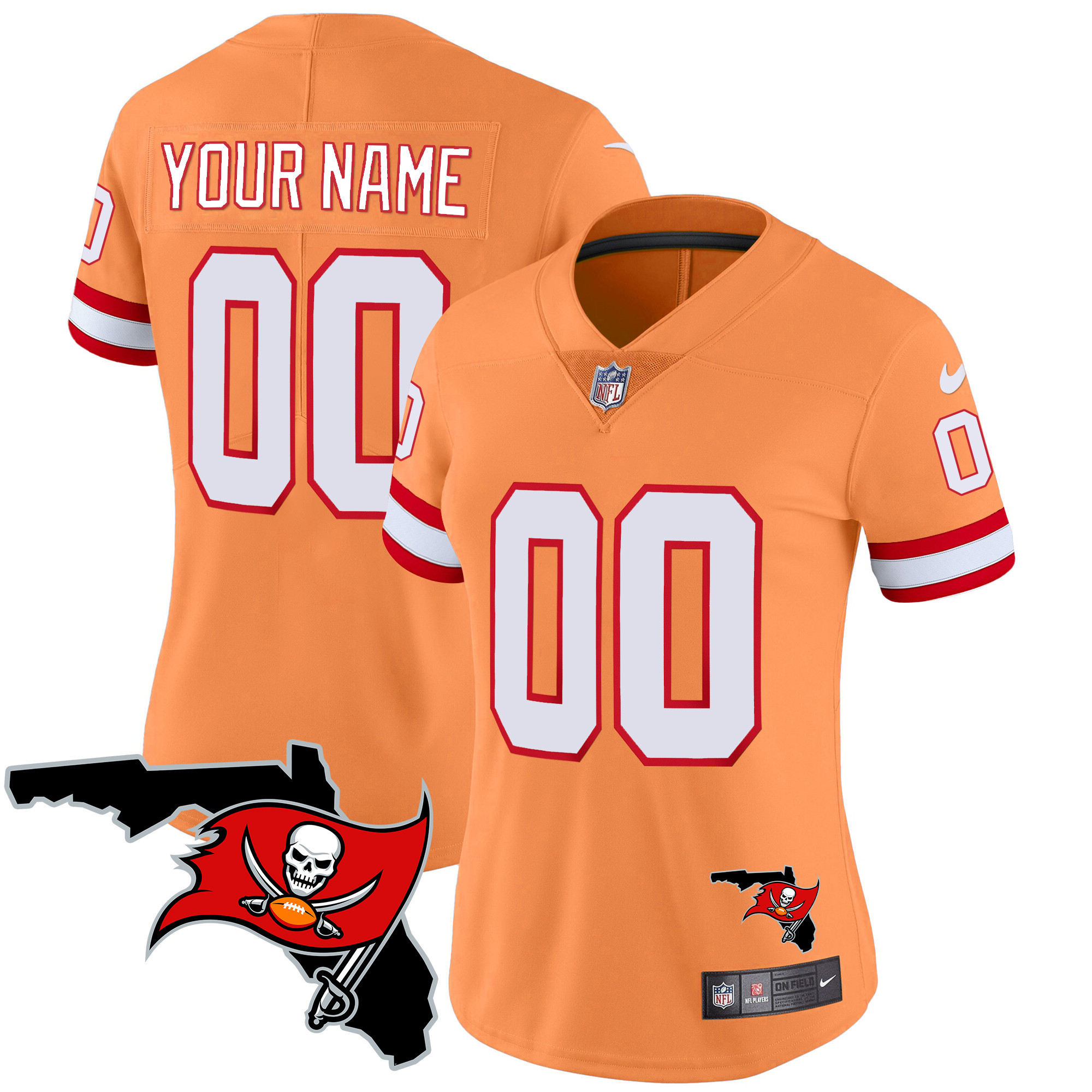 Tampa Bay Buccaneers Florida Patch Vapor Limited Custom Orange Jersey - All Stitched 