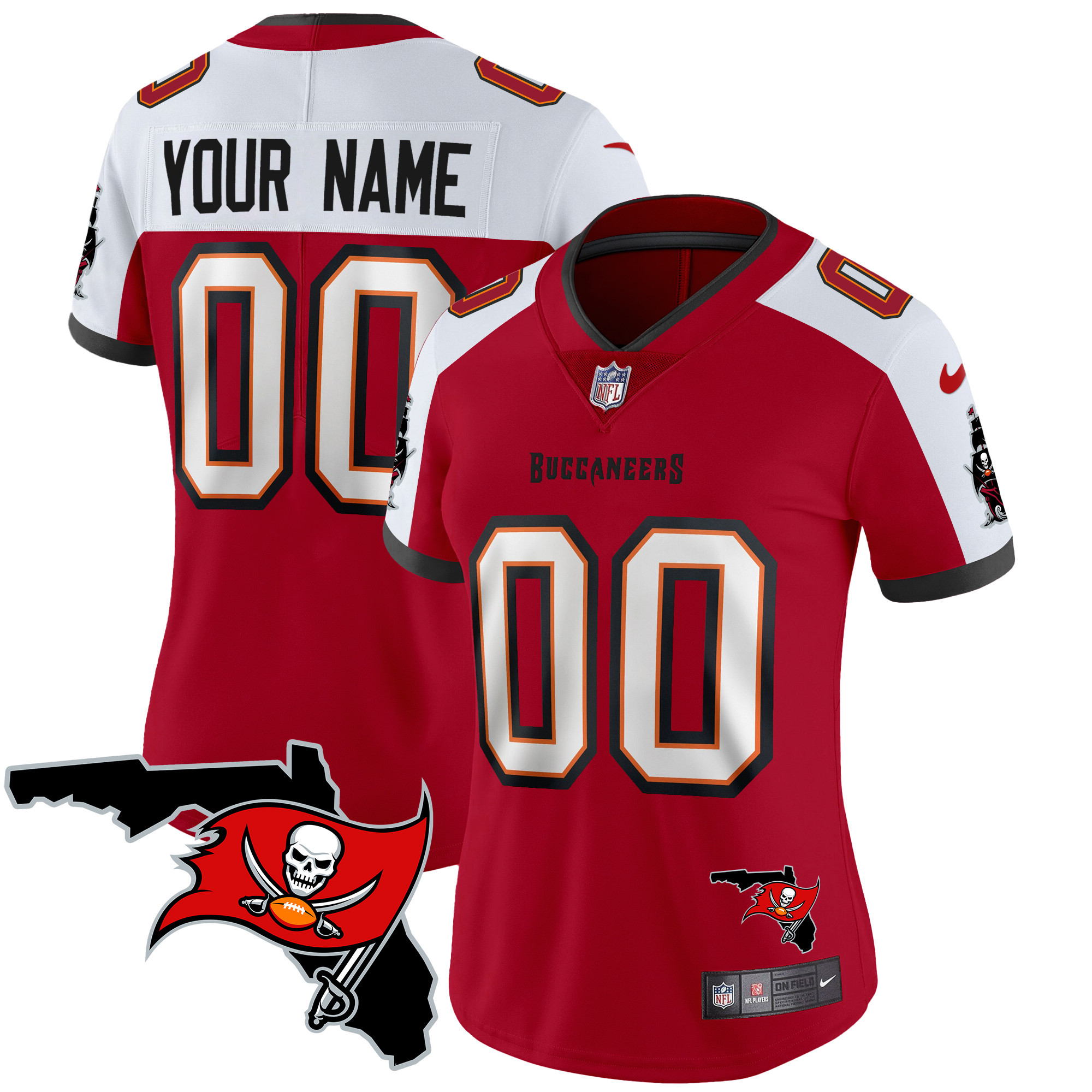 Tampa Bay Buccaneers Florida Patch Vapor Limited Custom Red Alternate Jersey - All Stitched 