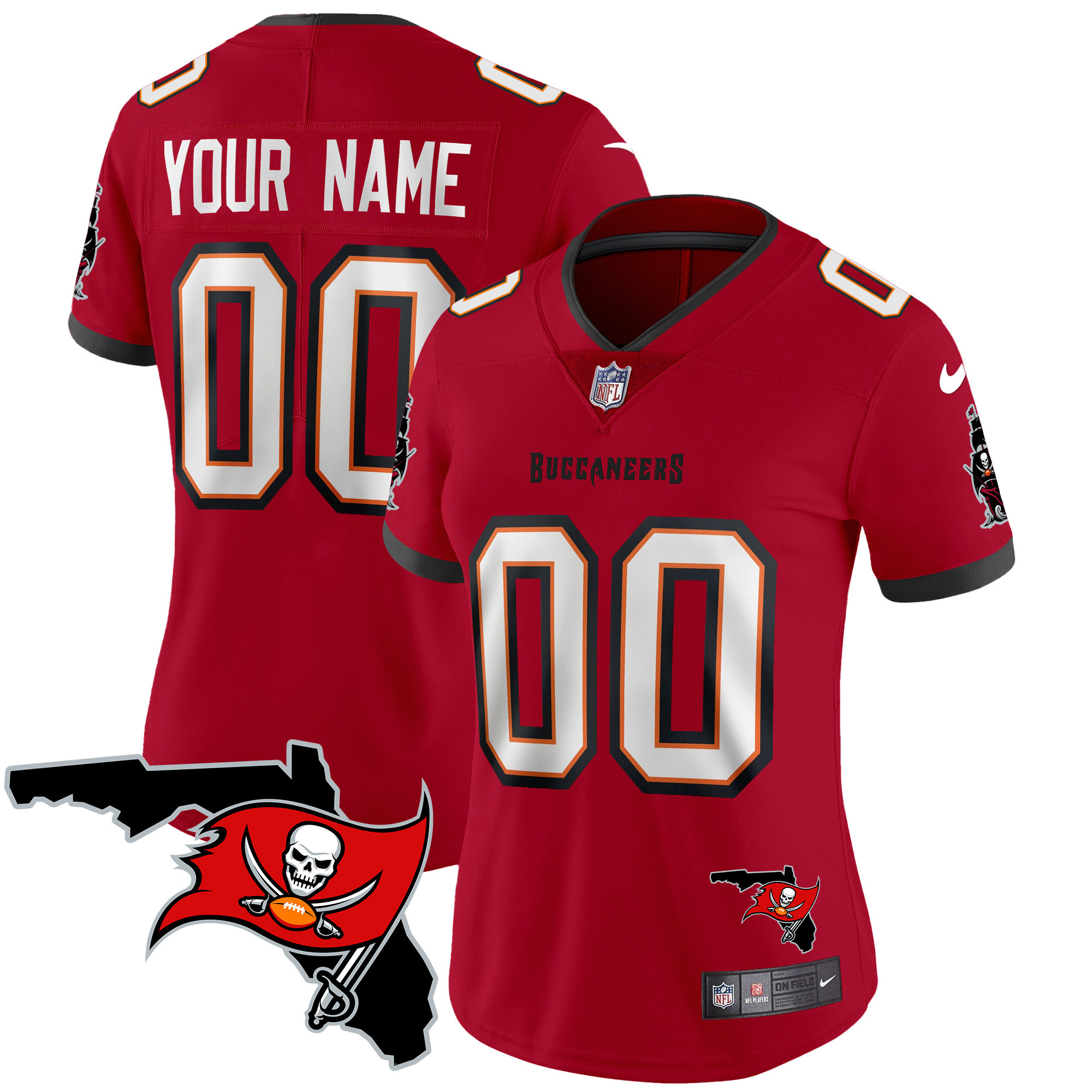 Tampa Bay Buccaneers Florida Patch Vapor Limited Custom Red Jersey - All Stitched 