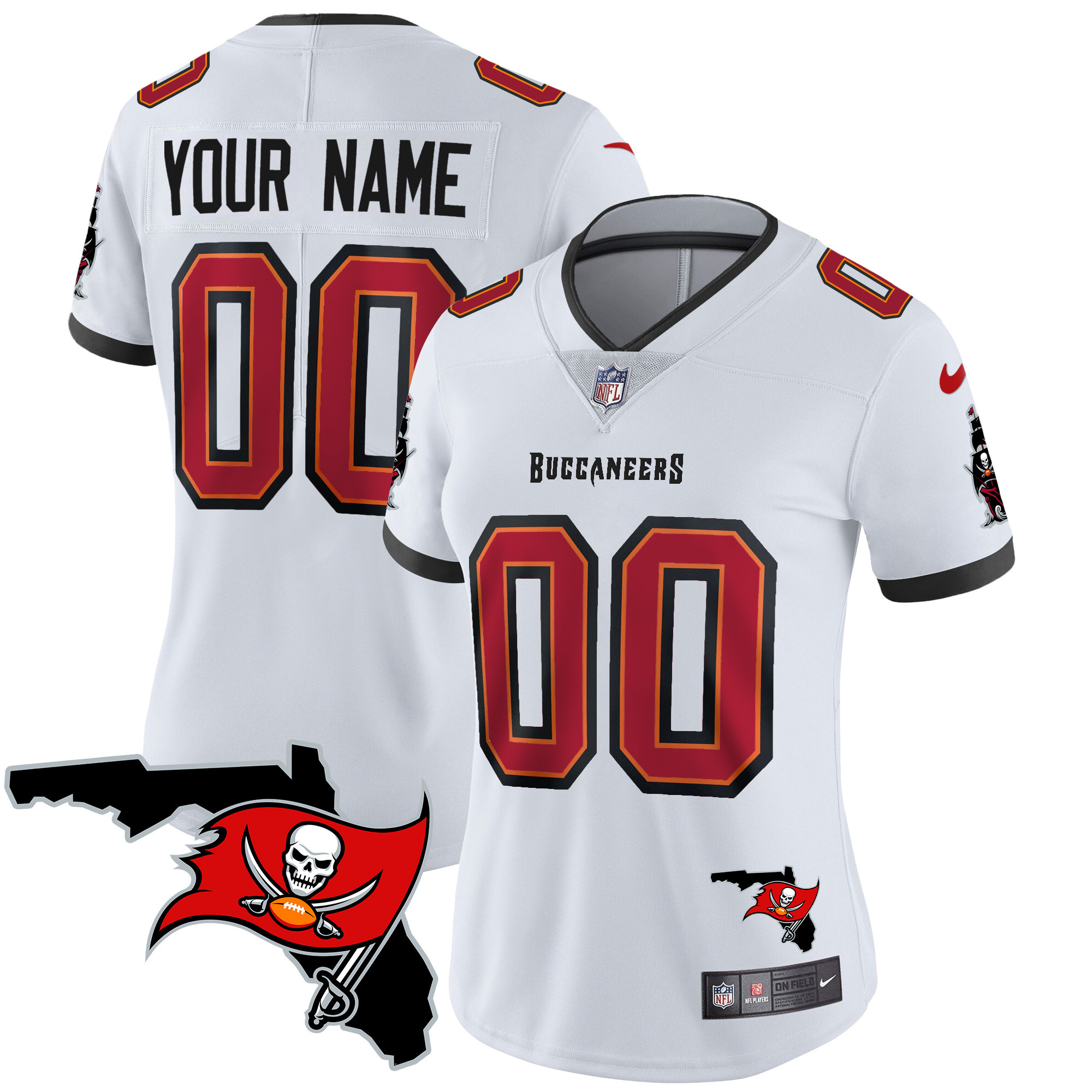 Tampa Bay Buccaneers Florida Patch Vapor Limited Custom White Jersey - All Stitched 