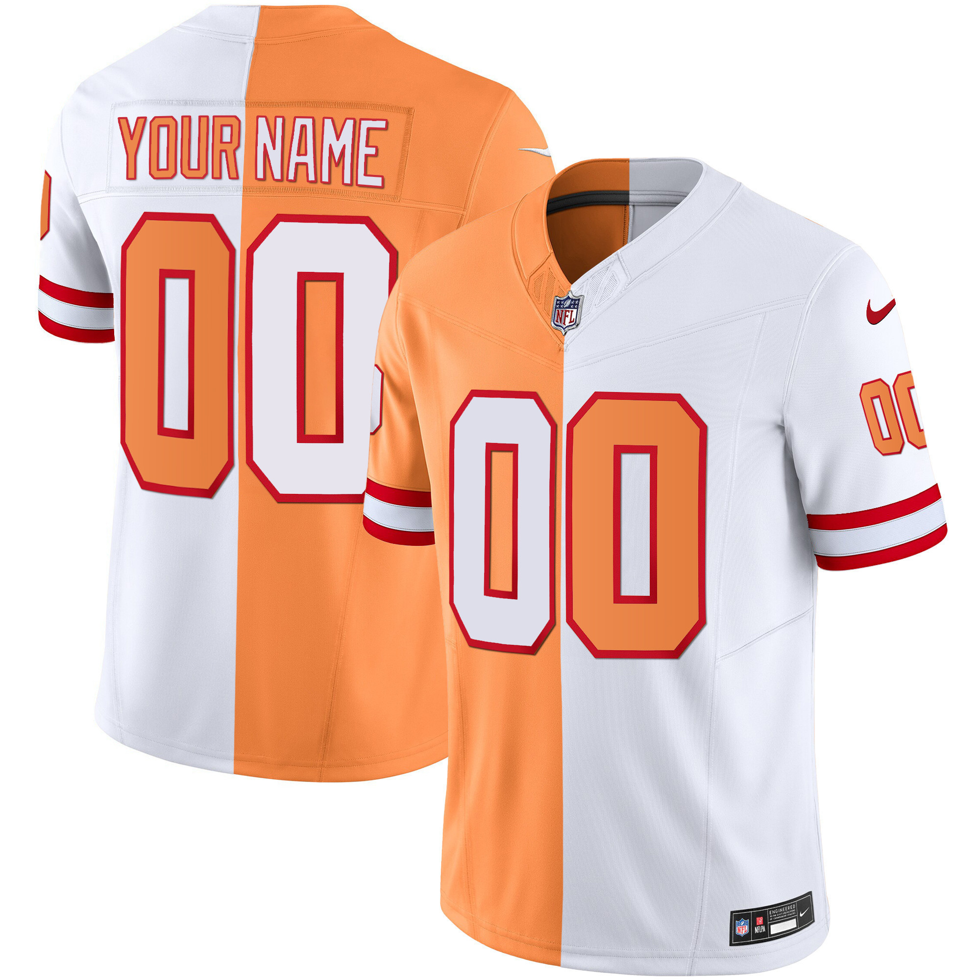 Tampa Bay Buccaneers Throwback Limited Custom Split Jersey - All Stitched 