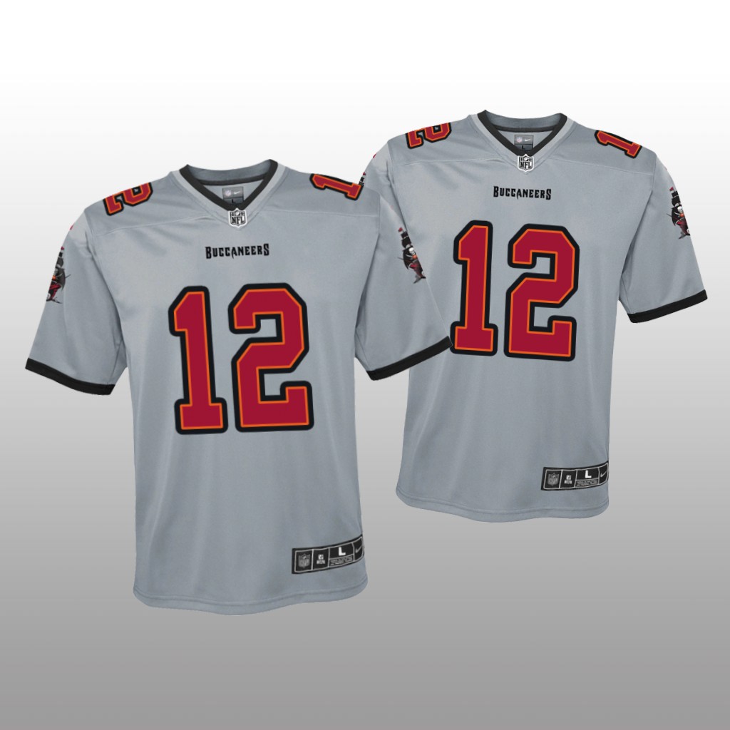 Tampa Bay Buccaneers Tom Brady Gray Jersey Inverted Game - Youth