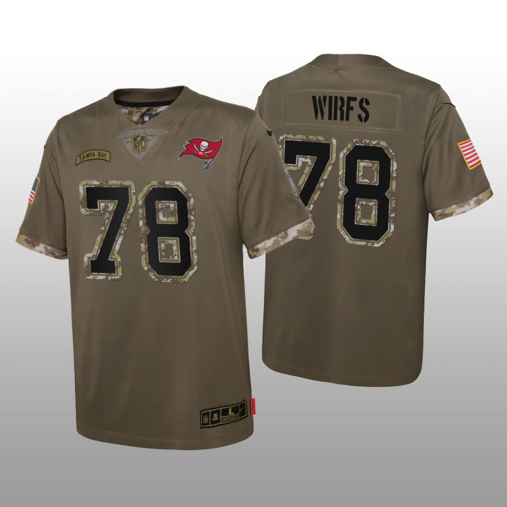 Tampa Bay Buccaneers Tristan Wirfs Olive Limited Jersey 2022 Salute To Service - Youth