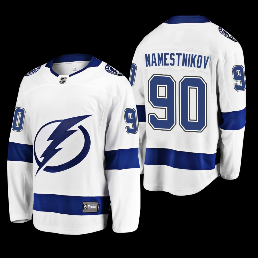 Tampa Bay Lightning #90 Vladislav Namestnikov White Away Breakaway Player Jersey