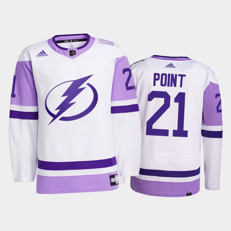 Tampa Bay Lightning 2021 FightsCancer Brayden Point White #21 Primegreen Jersey