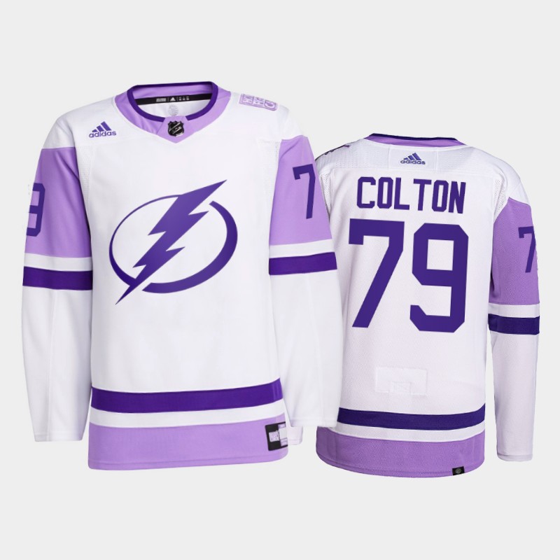 Tampa Bay Lightning 2021 FightsCancer Ross Colton White #79 Primegreen Jersey