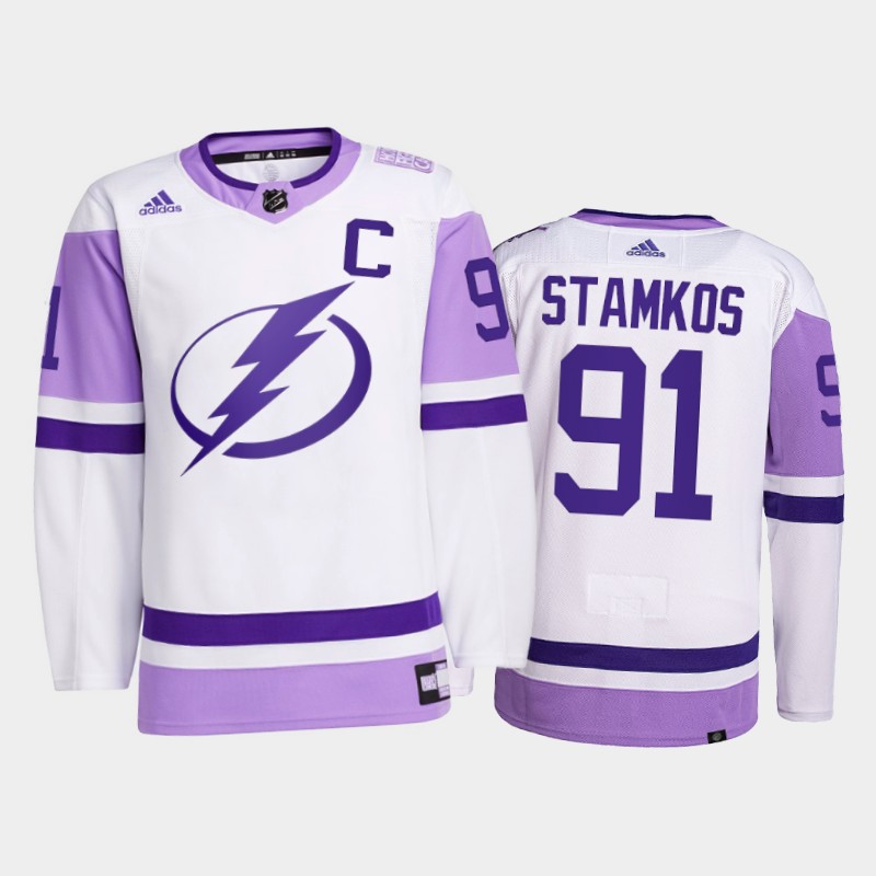 Tampa Bay Lightning 2021 FightsCancer Steven Stamkos White #91 Primegreen Jersey