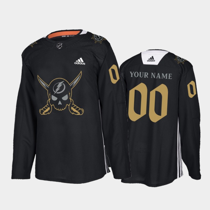 Tampa Bay Lightning Gasparilla inspired Jersey Custom Black Pirate-themed Warmup