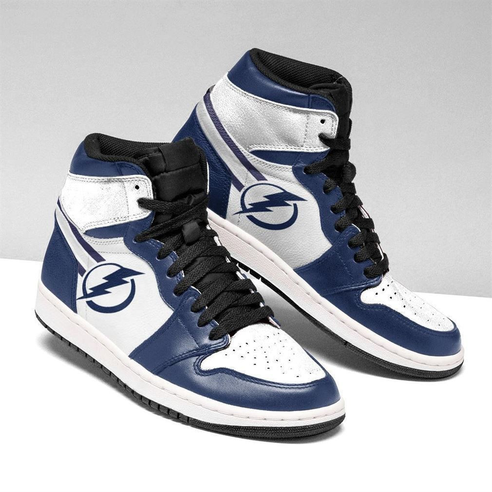 Tampa Bay Lightning NHL Fashion Sneakers Basketball Shoes Leather High Top Air Jordan Sneaker, Air Jordan Hightop