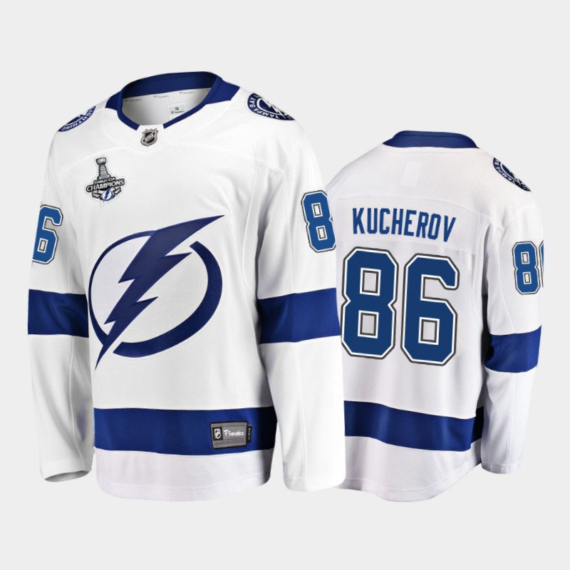 Tampa Bay Lightning Nikita Kucherov #86 2020 Stanley Cup Champions White Breakaway Player Away Jersey