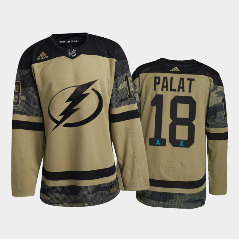 Tampa Bay Lightning Ondrej Palat 2021 CAF Night #18 Jersey Camo Canadian Armed Force