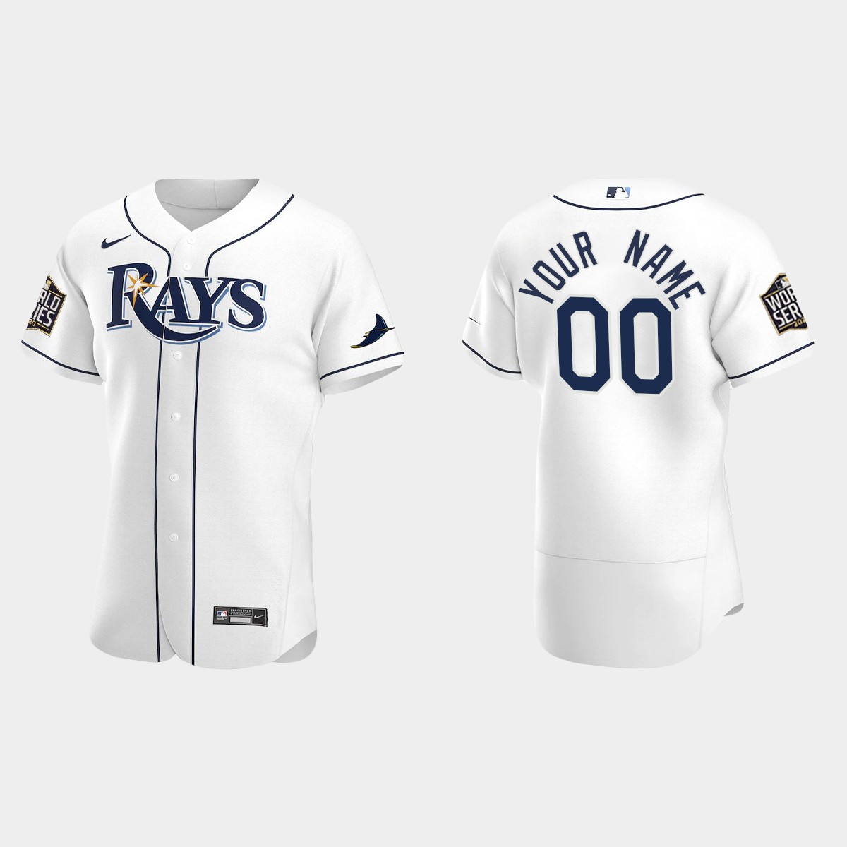 Tampa Bay Rays #00 Custom 2020 World Series Home Jersey - White