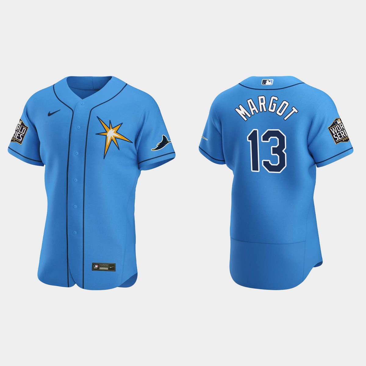 Tampa Bay Rays #13 Manuel Margot 2020 World Series Alternate Team Jersey - Light Blue
