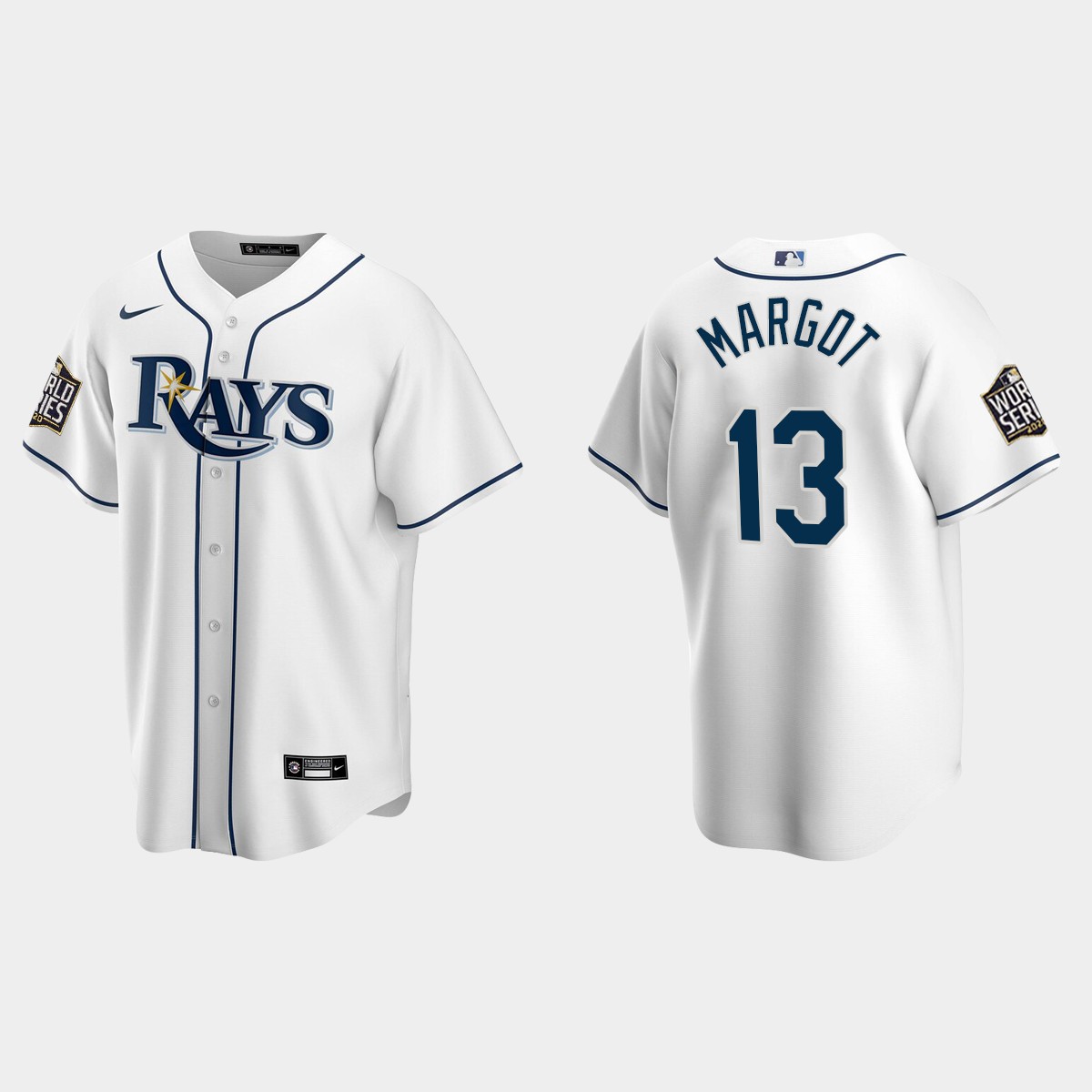 Tampa Bay Rays #13 Manuel Margot 2020 World Series Home Youth Jersey - White