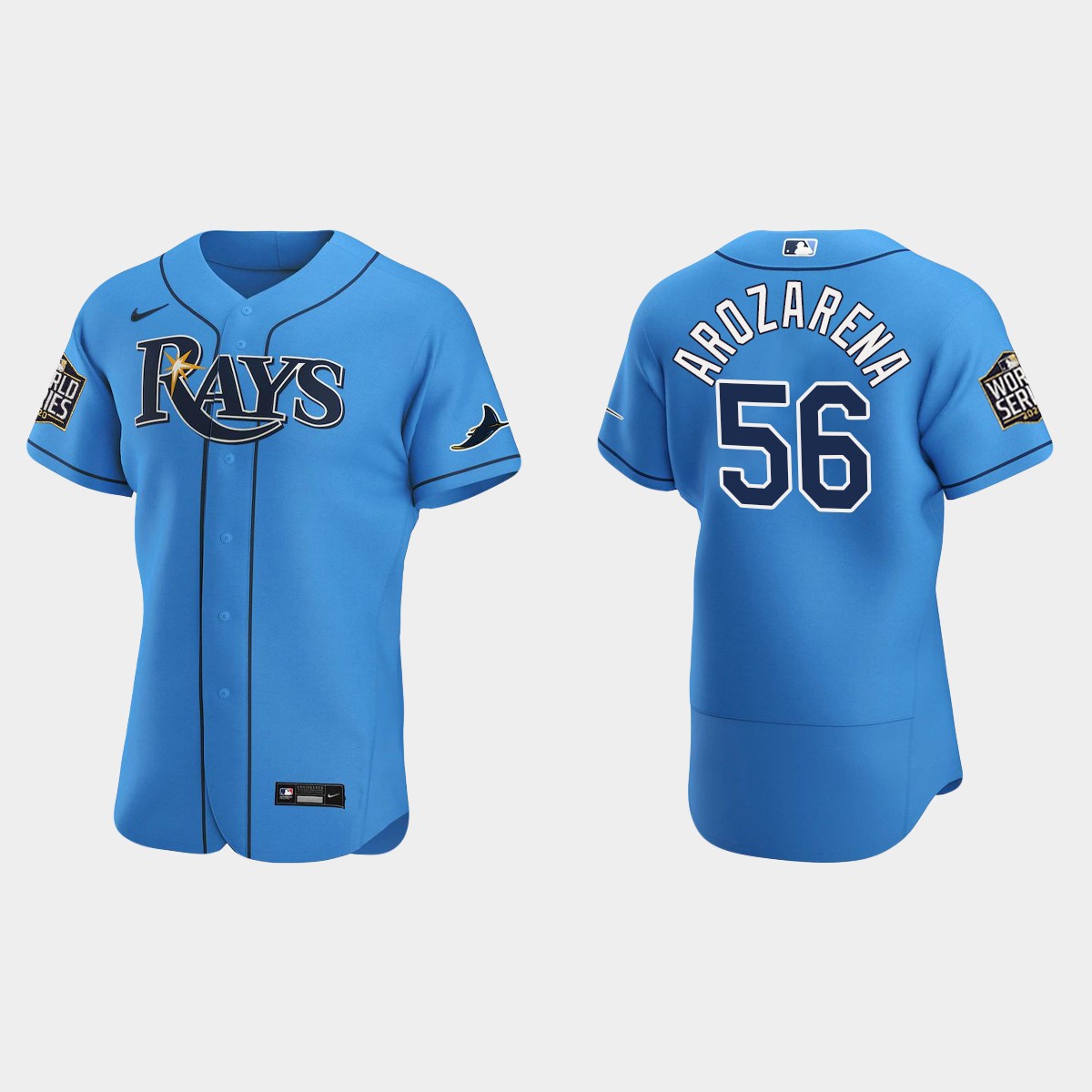 Tampa Bay Rays #56 Randy Arozarena 2020 World Series Alternate Jersey - Light Blue