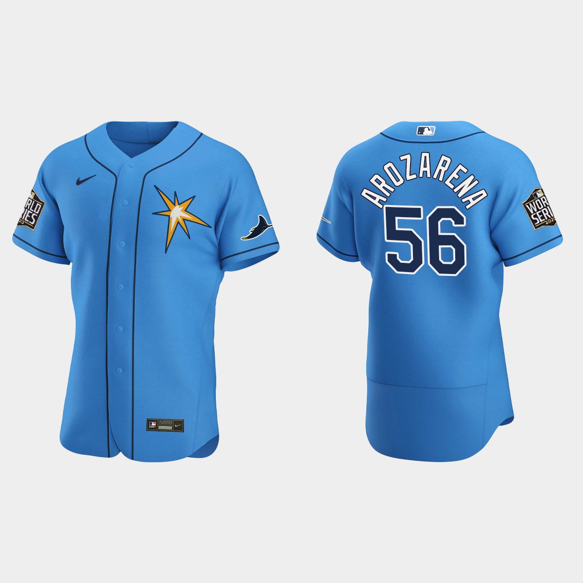 Tampa Bay Rays #56 Randy Arozarena 2020 World Series Alternate Team Jersey - Light Blue