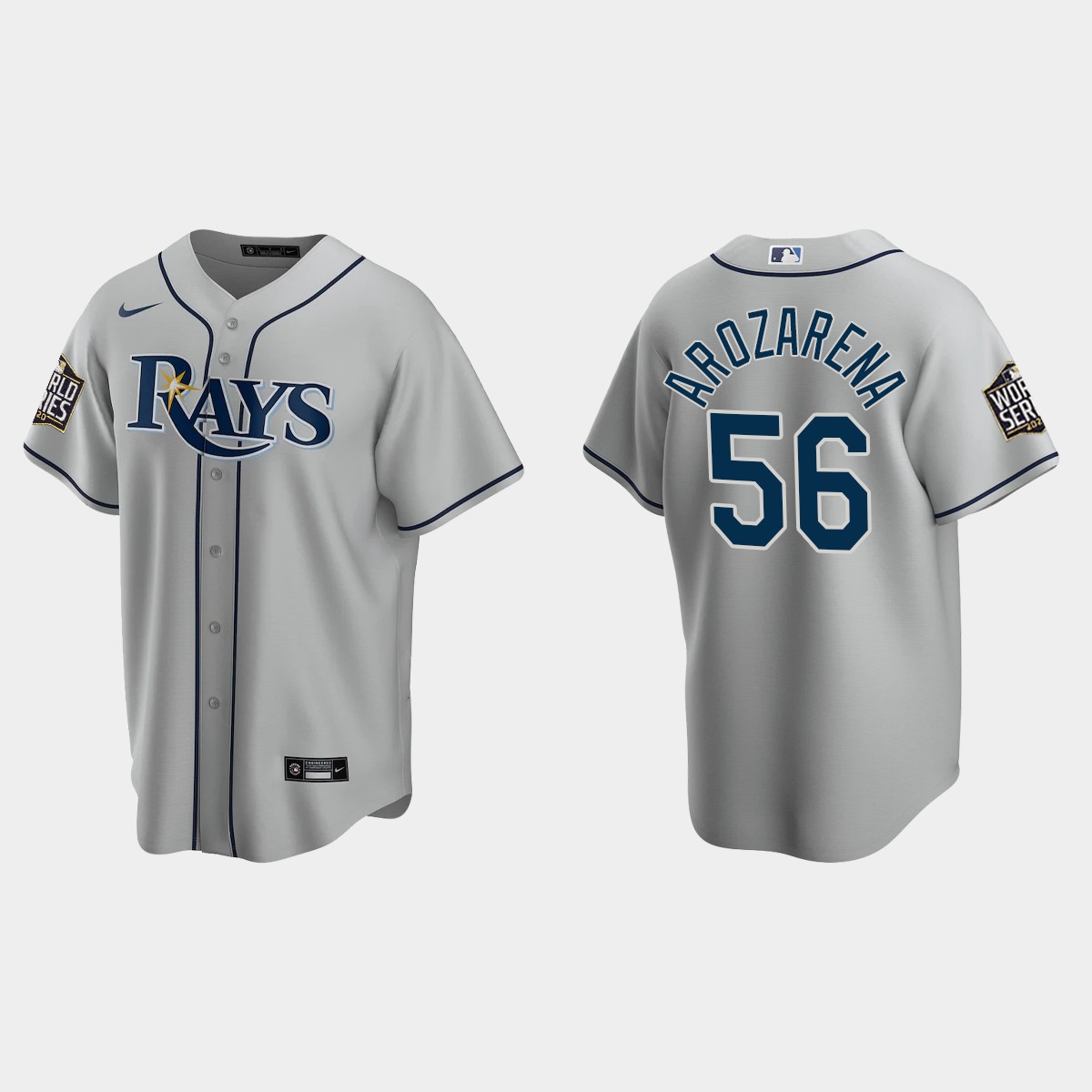 Tampa Bay Rays #56 Randy Arozarena 2020 World Series Road Jersey - Gray