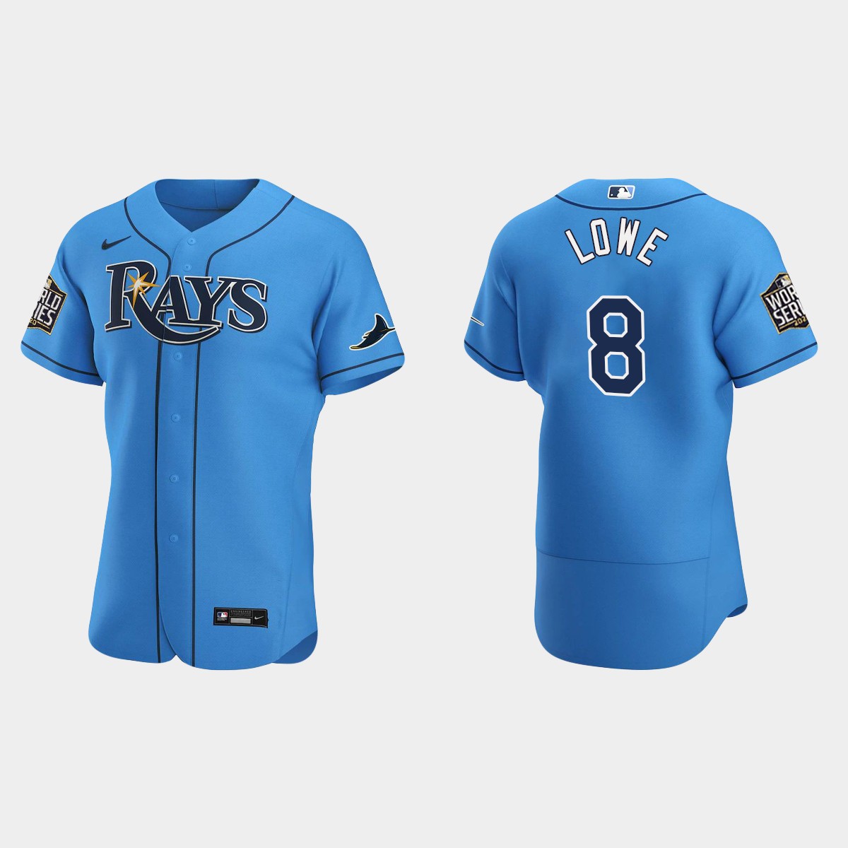 Tampa Bay Rays #8 Brandon Lowe 2020 World Series Alternate Jersey - Light Blue