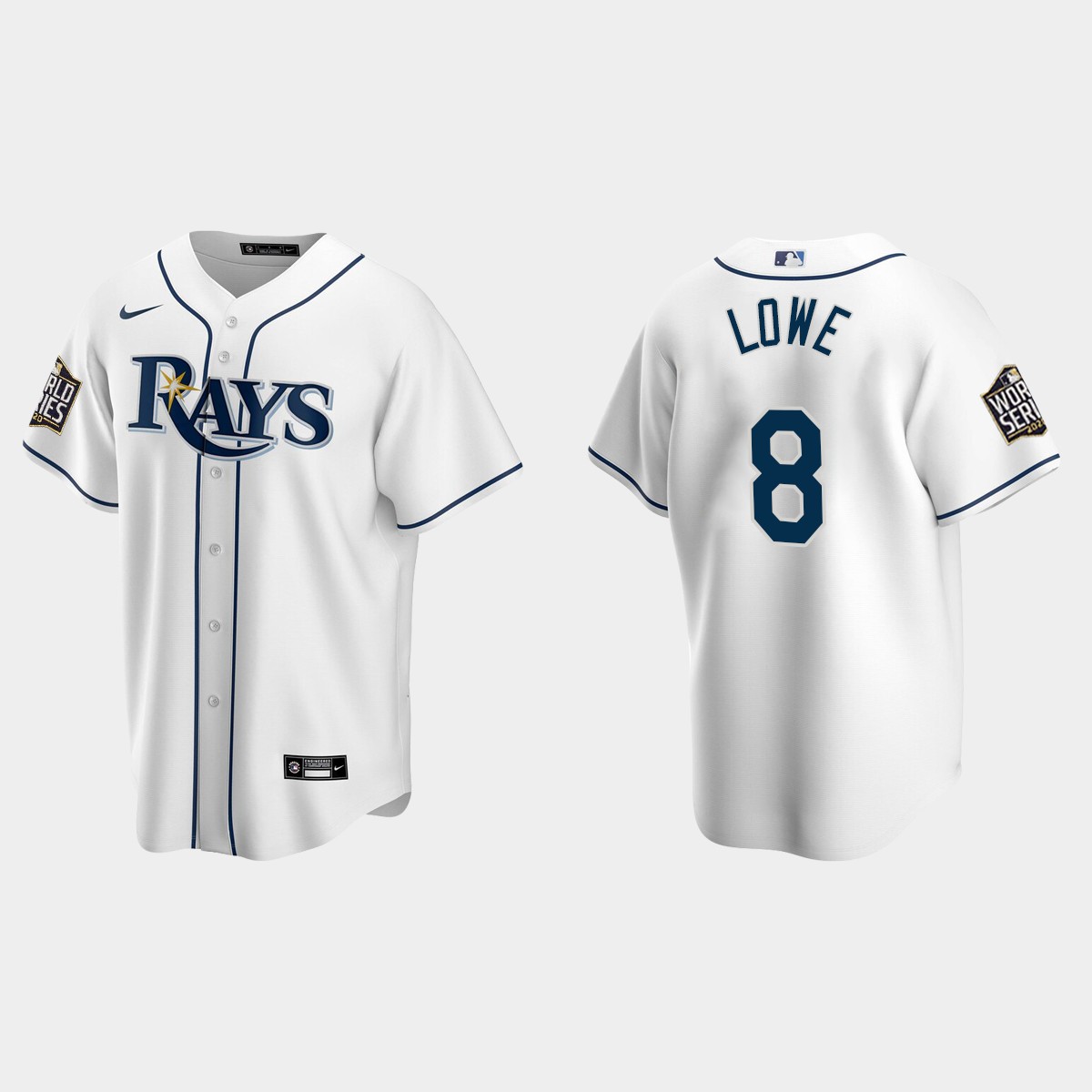 Tampa Bay Rays #8 Brandon Lowe 2020 World Series Home Jersey - White