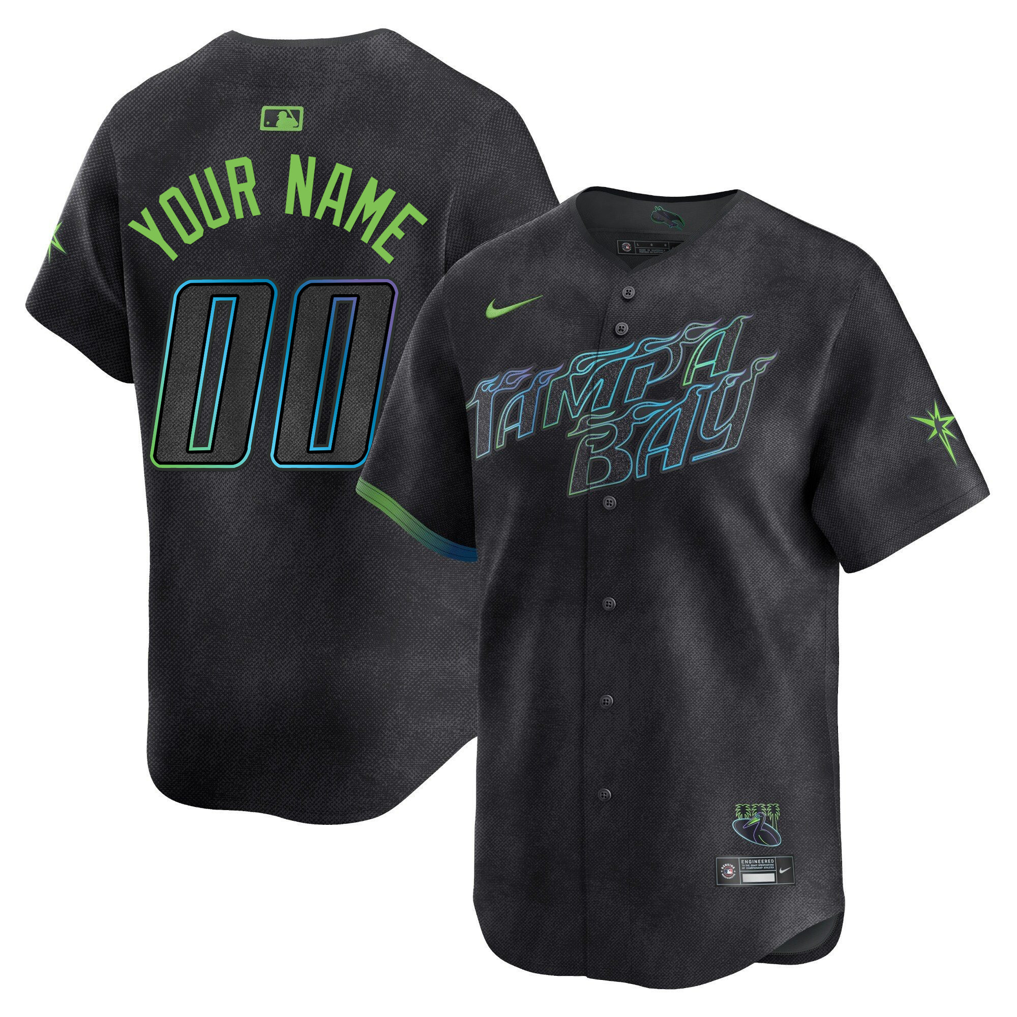 Tampa Bay Rays 2024 City Connect Vapor Premier Limited Custom - Charcoal Jersey - All Stitched
