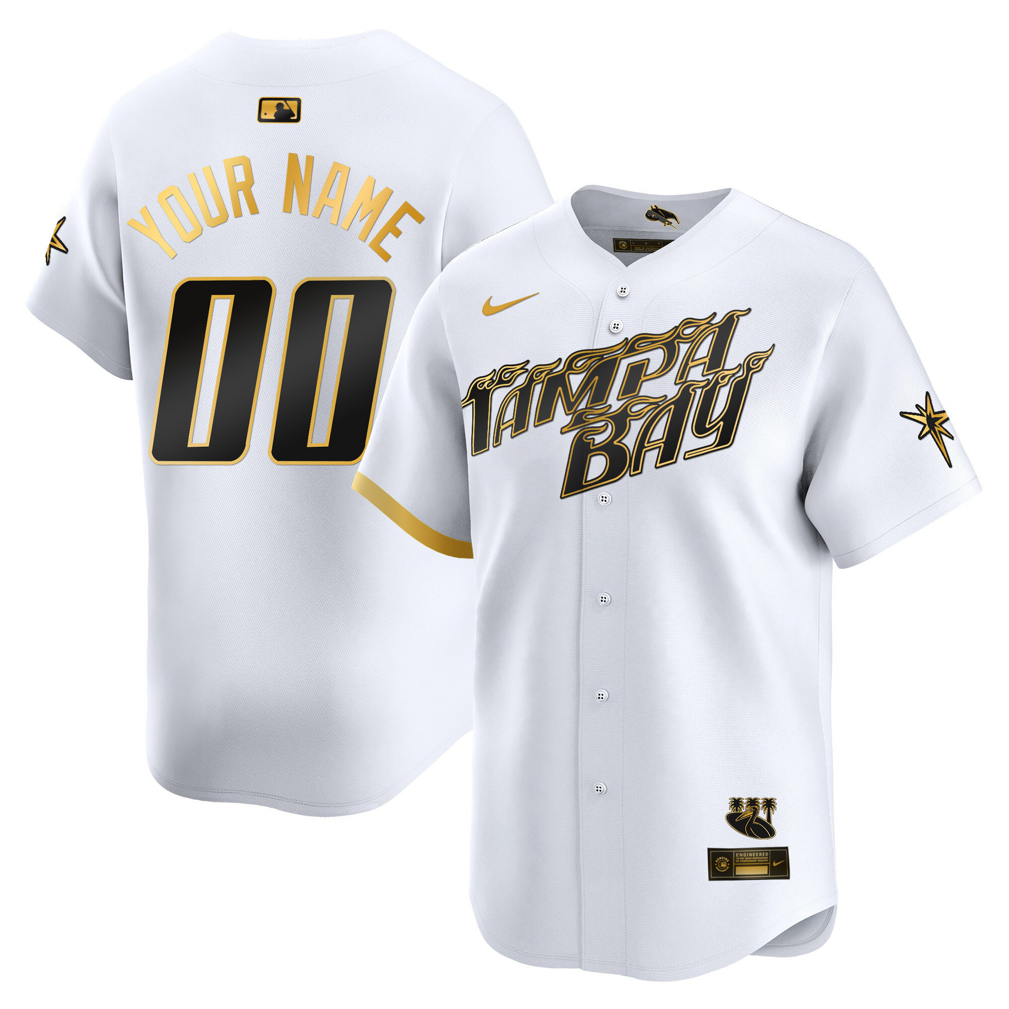 Tampa Bay Rays 2024 City Connect Vapor Premier Limited Custom - Charcoal White Gold Jersey - All Stitched