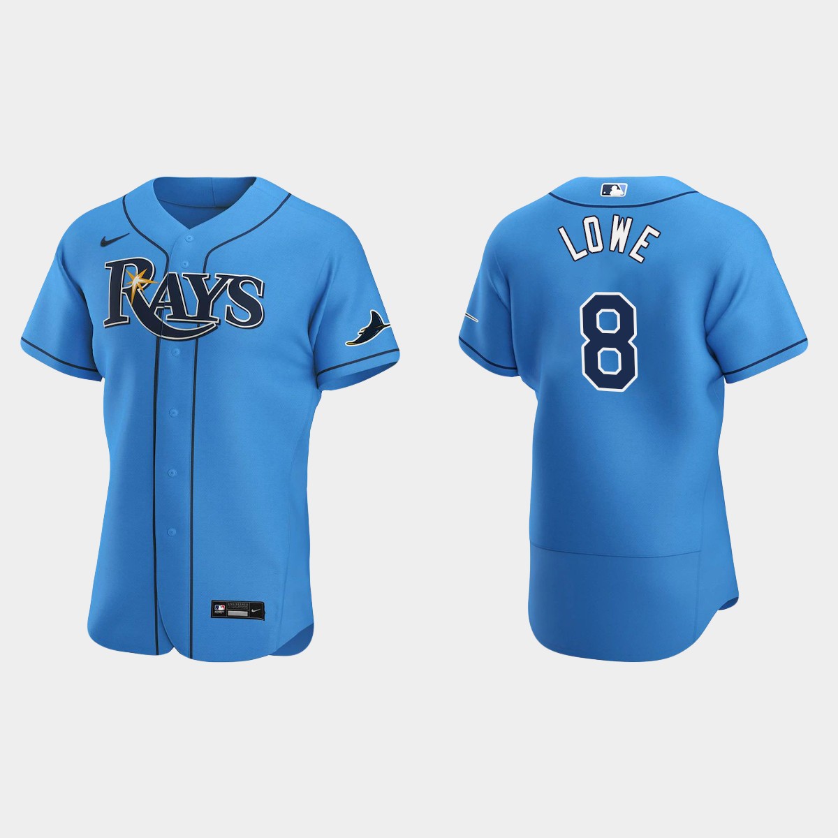 Tampa Bay Rays Brandon Lowe #8 Light Blue Player 2020 Alternate Jersey