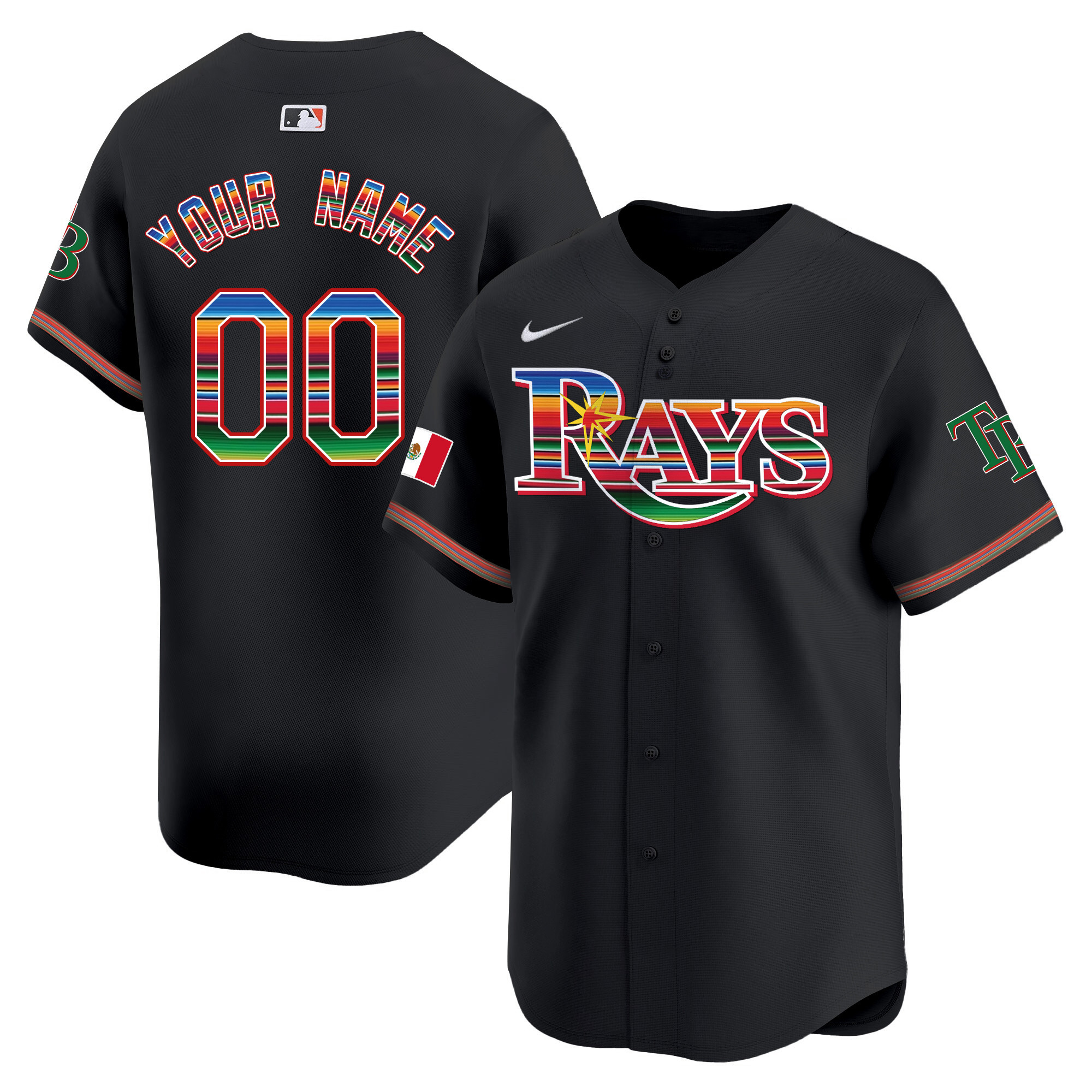 Tampa Bay Rays Mexico Vapor Premier Limited Custom Black Jersey - All Stitched