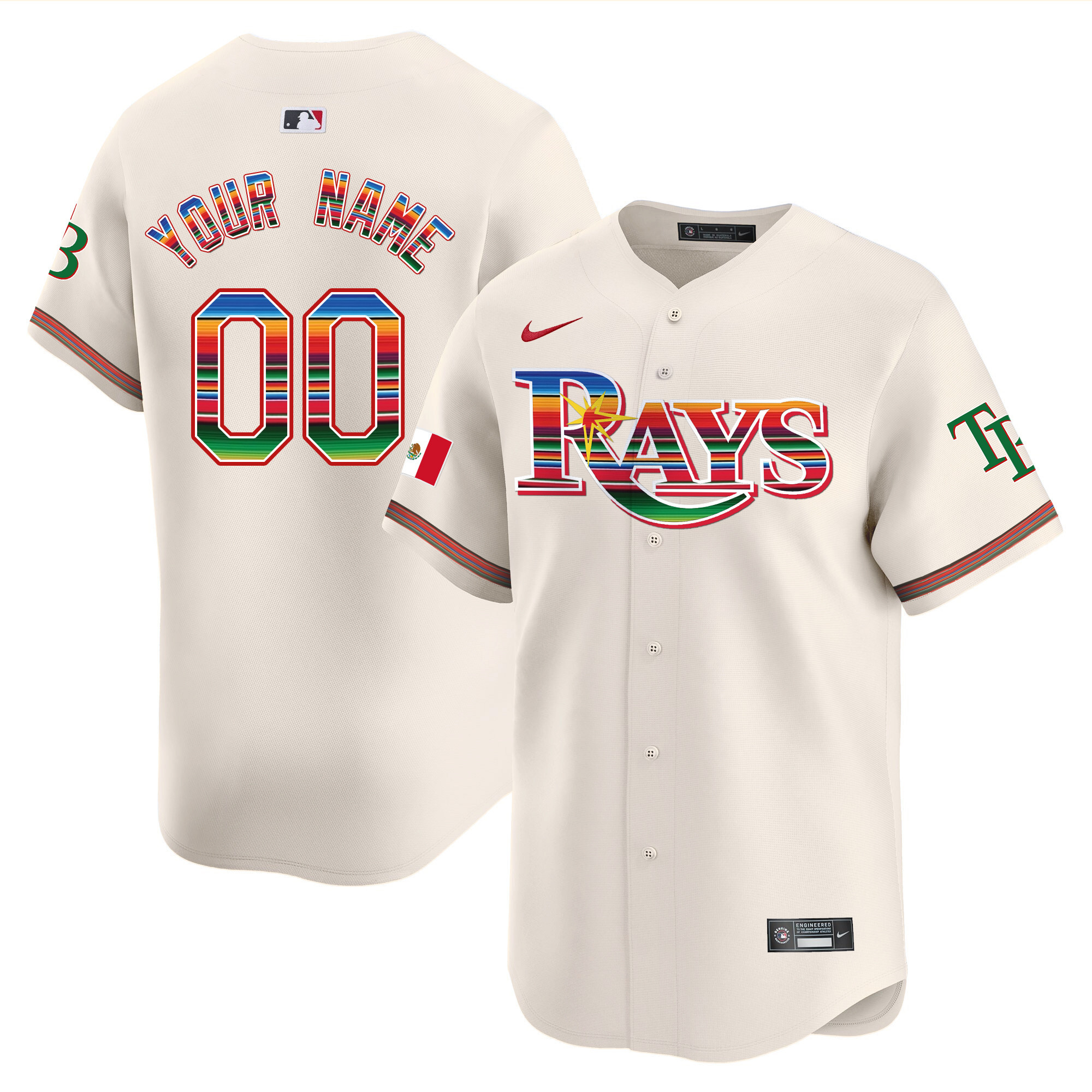 Tampa Bay Rays Mexico Vapor Premier Limited Custom Cream Jersey - All Stitched