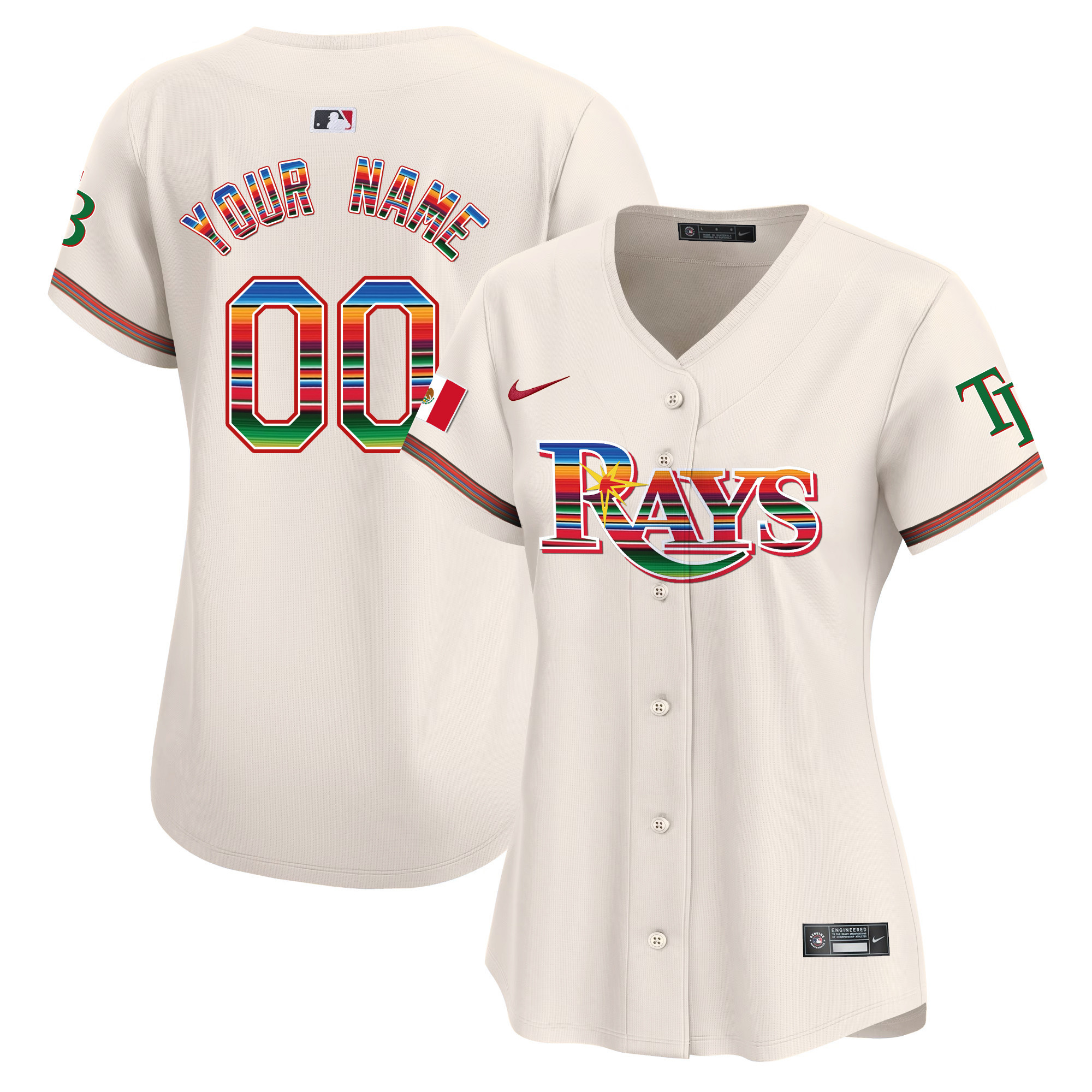 Tampa Bay Rays Mexico Vapor Premier Limited Custom Cream Jersey - All Stitched