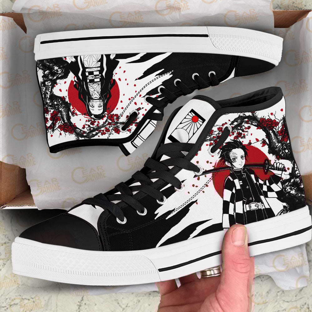 Tanjiro & Nezuko High Top Shoes Custom Japan Style For Demon Slayer Fans