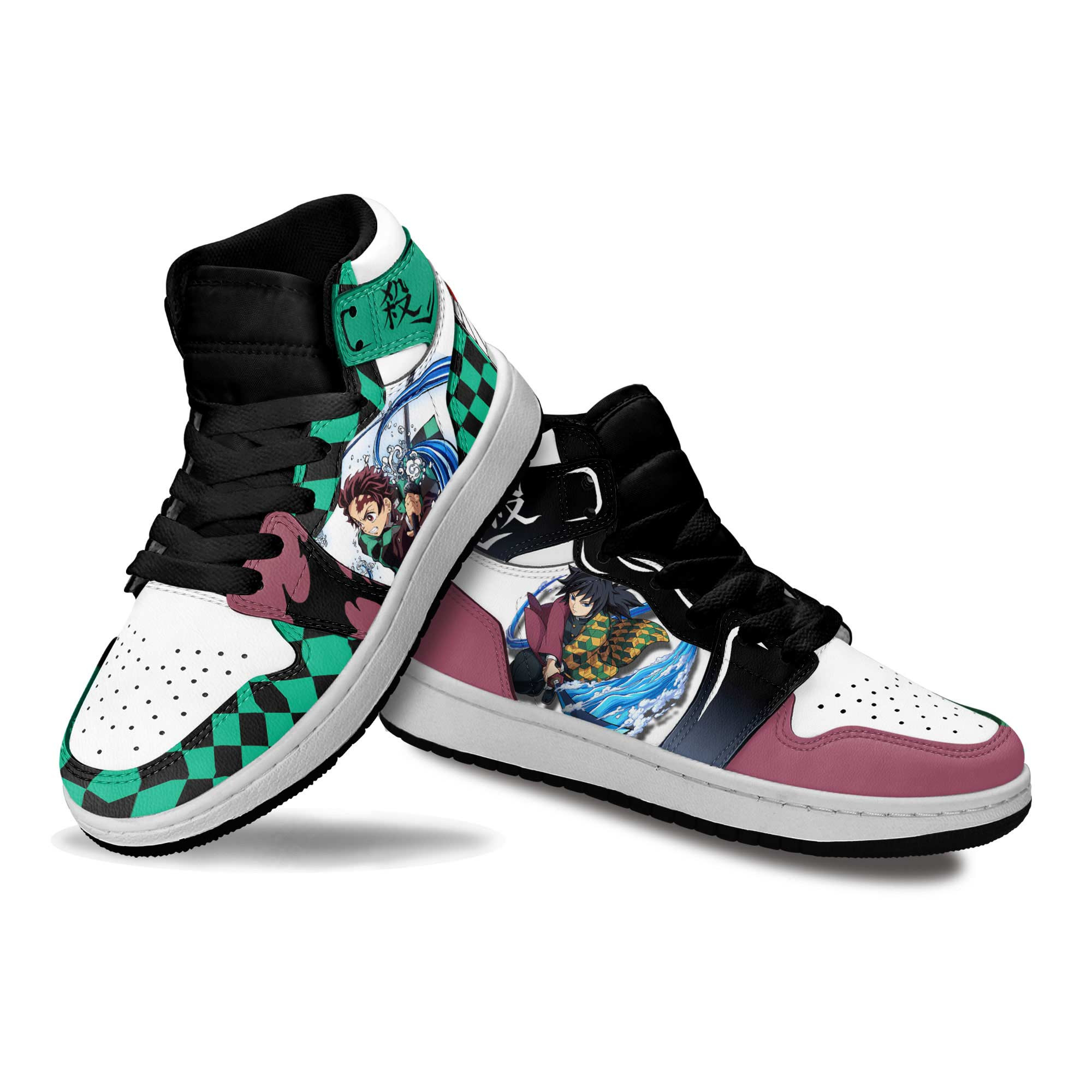 Tanjiro and Giyu Kids Sneakers Custom Anime Demon Slayer Shoes For Kids