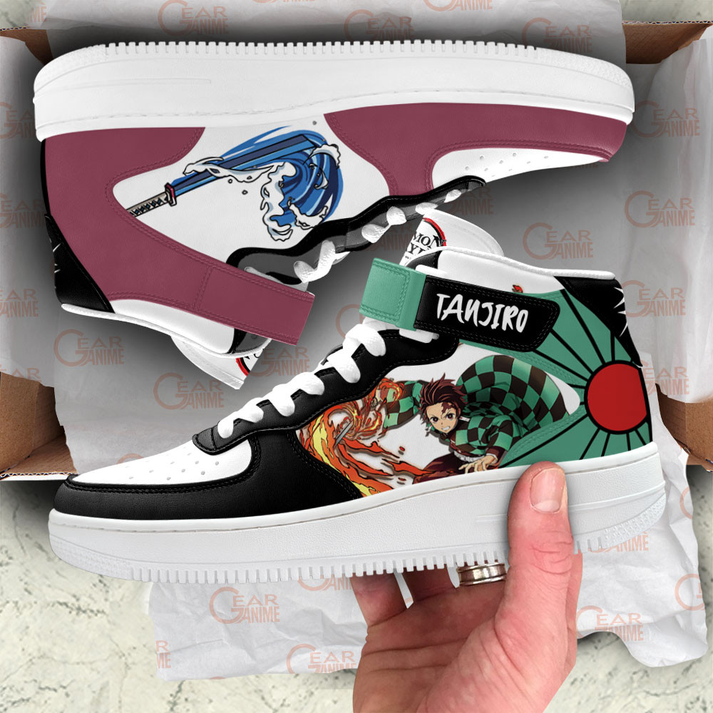 Tanjiro and Giyu Sneakers Air Mid Custom Anime Demon Slayer Shoes