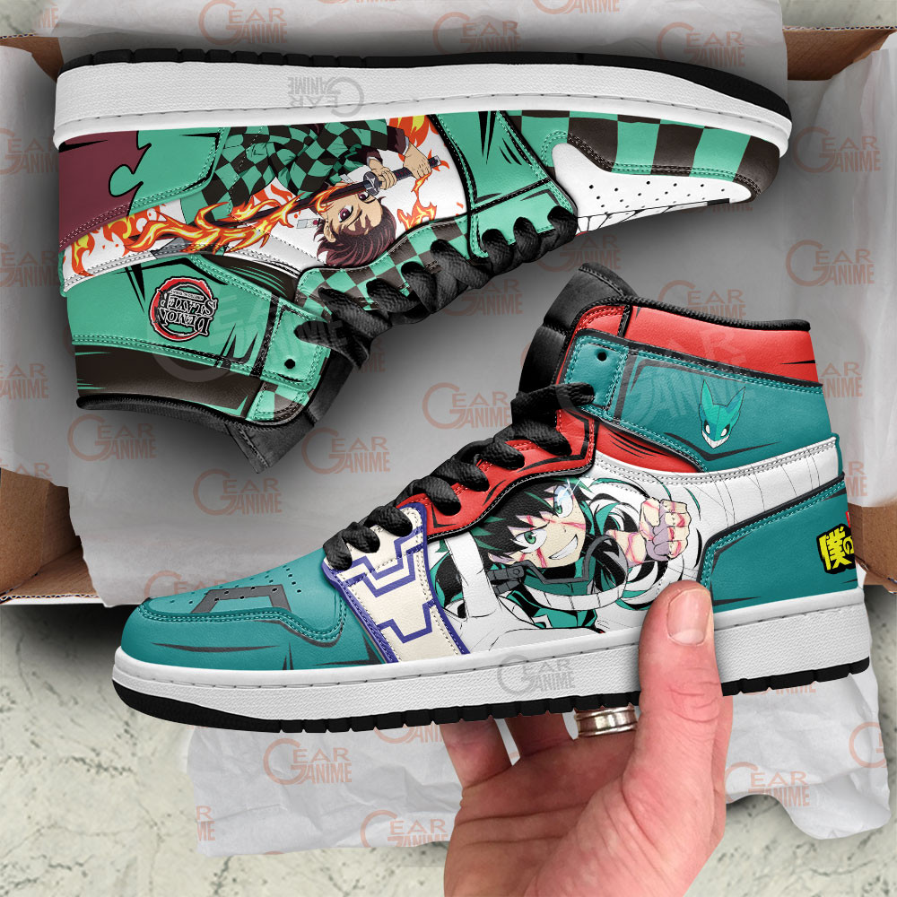 Tanjiro and Izuku Midoriya Anime Shoes, Air Jordan Hightop