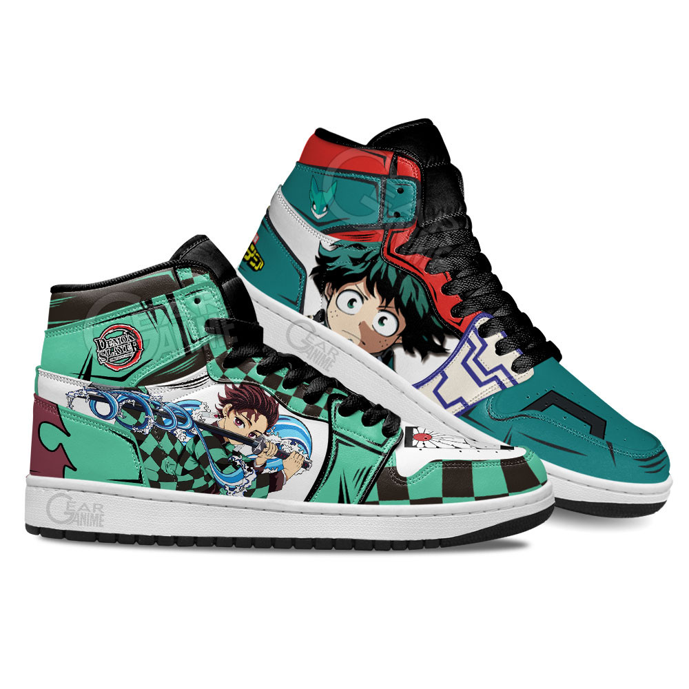 Tanjiro and Izuku Midoriya Anime Shoes, Air Jordan Hightop
