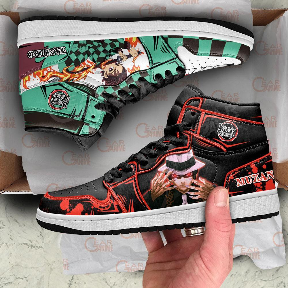 Tanjiro and Muzan JD1s Sneakers Anime Demon Slayer Shoes, Air Jordan Hightop