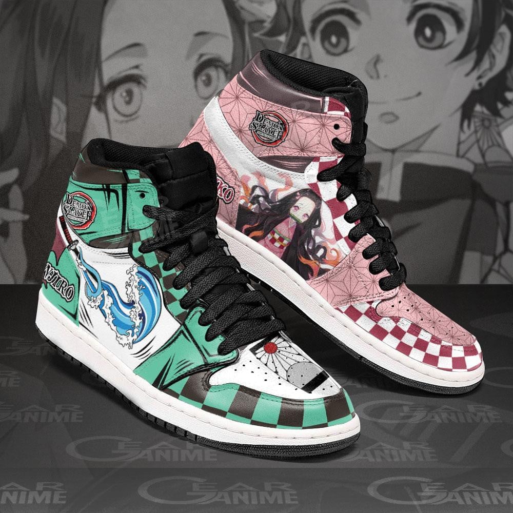 Tanjiro and Nezuko Anime Shoes For Demon Slayer Fans, Air Jordan Hightop