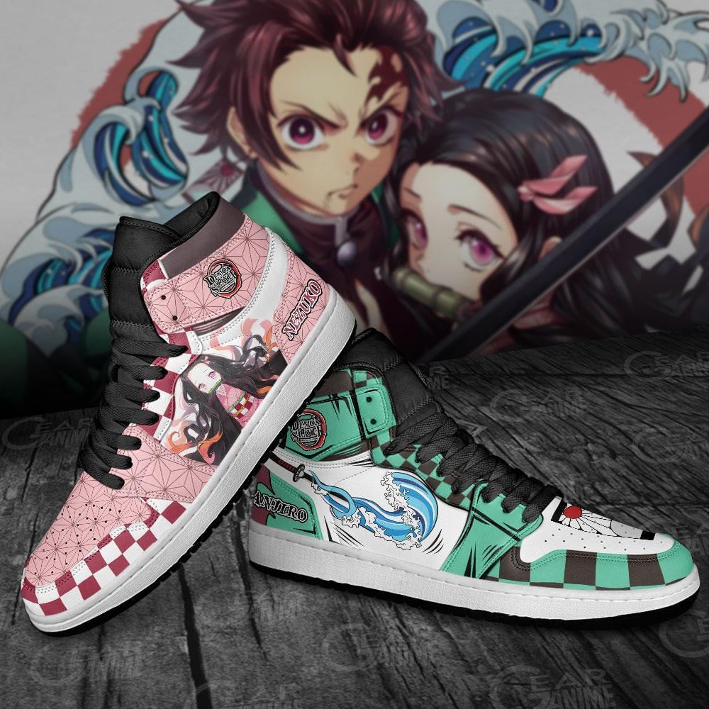 Tanjiro and Nezuko Anime Shoes For Demon Slayer Fans, Air Jordan Hightop