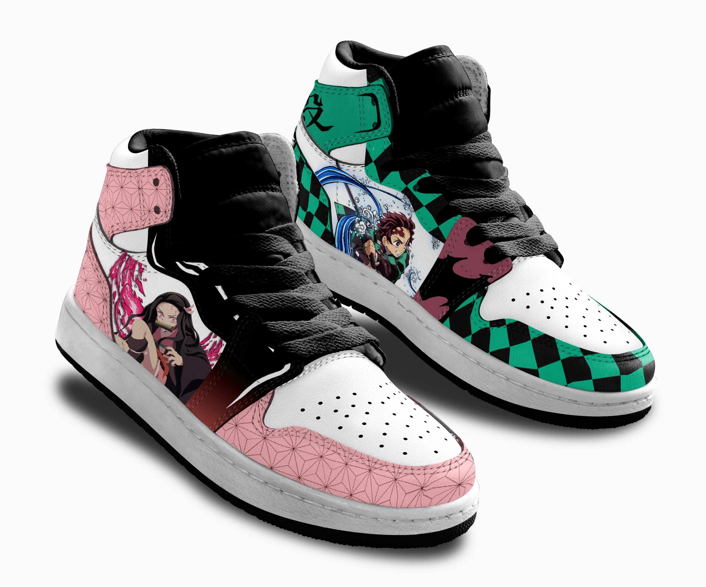 Tanjiro and Nezuko Kids Sneakers Custom Anime Demon Slayer Shoes For Kids