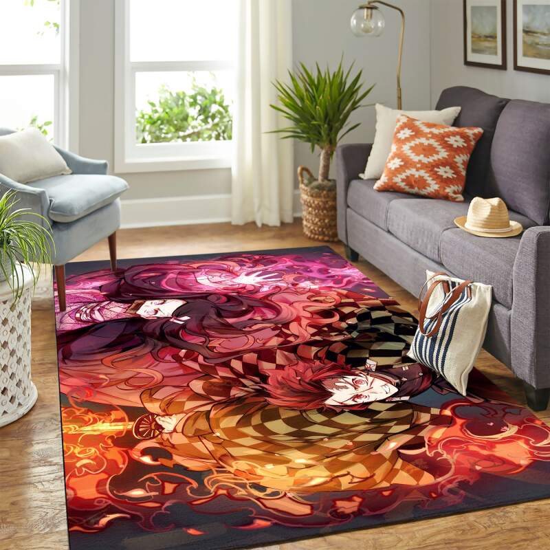 Tanjiro And Nezuko Kimetsu No Yaiba Carpet Area Rectangle Rug