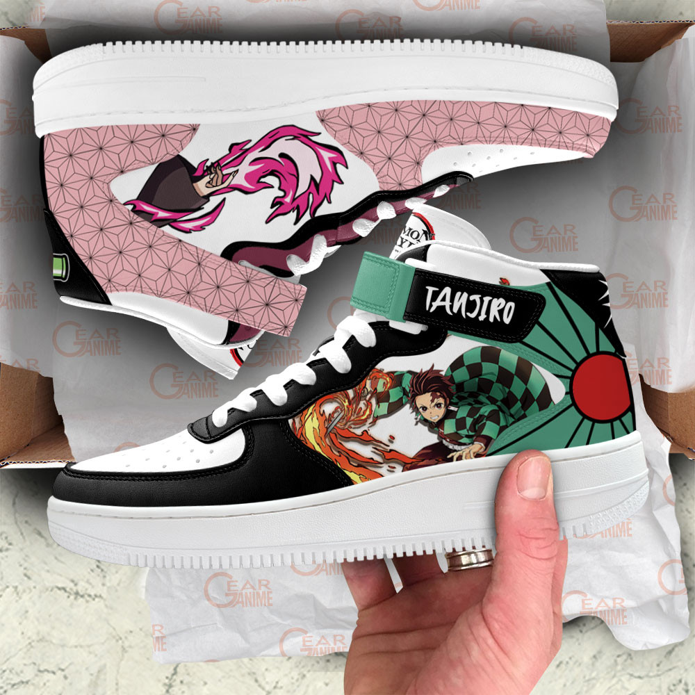 Tanjiro and Nezuko Sneakers Air Mid Custom Anime Demon Slayer Shoes