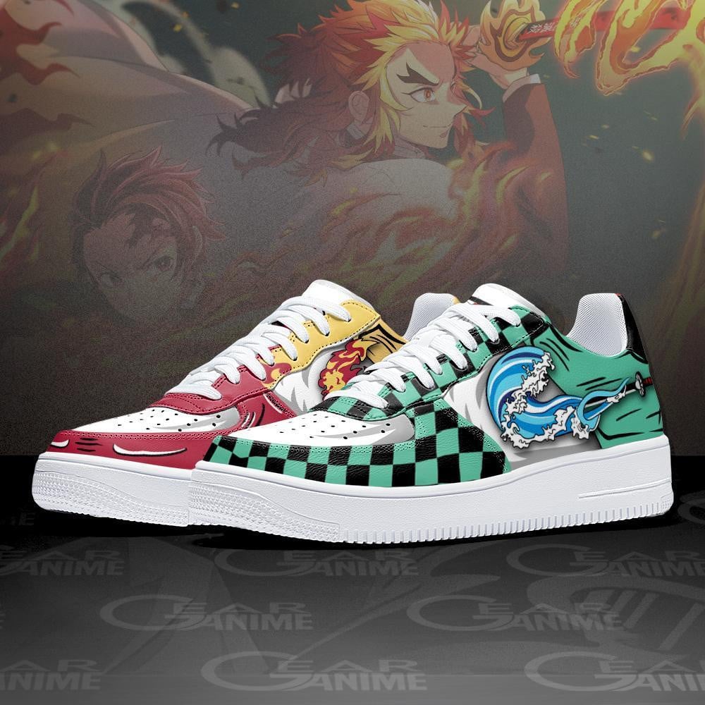 Tanjiro and Rengoku Air Sneakers Custom Breathing Demon Slayer Anime Shoes